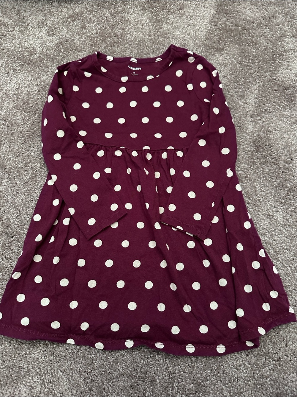 Old Navy Maroon Polka Dot Long Sleeve Dress Size 4T